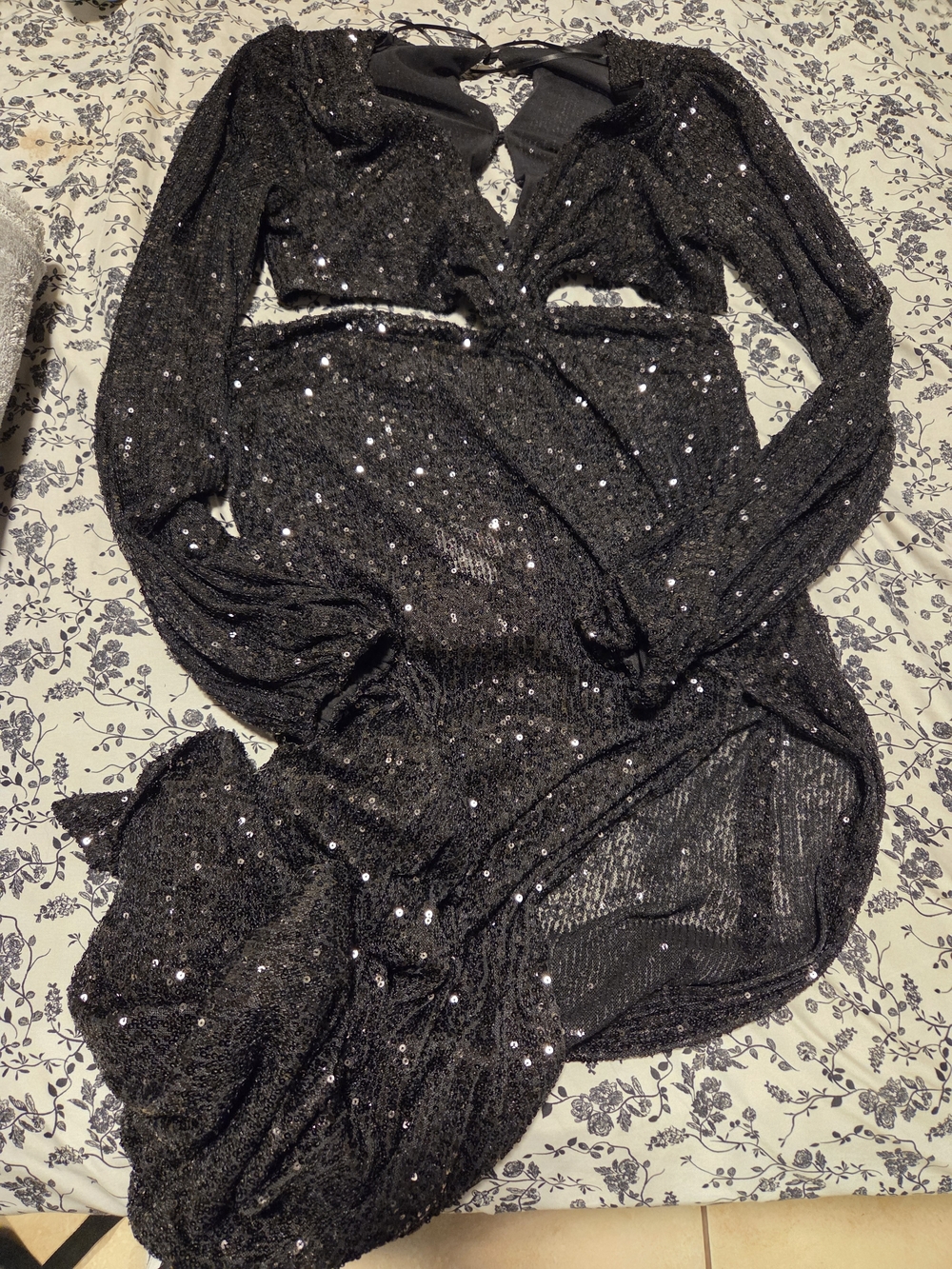 Luxxel Black Sequin Maxi Dress